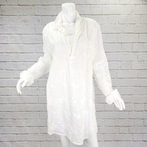 NWOT! CP Shades 100% Linen Embroidered "Teton" Tunic/Dress White Size:XL